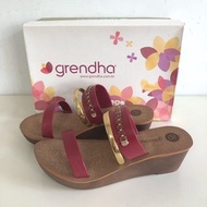 Grendha 女生 拖鞋 巴西尺寸36，38（金屬風雙環 厚底型涼鞋－酒紅色）