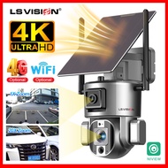 LS VISION กล้องวงจรปิดพลังงานแสงอาทิตย์เลนส์คู่4K WIFI/4G 20X เลนส์ซูมออปติคอลกลางแจ้งกันน้ำ IP PTZ