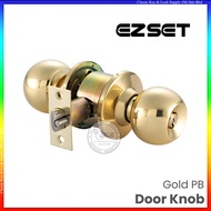 EZSET Cylindrical Door Lock Door Knob Gold Polish Brass
