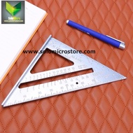 taffware penggaris siku mistar triangle ruler aluminium silver gray