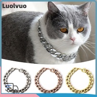 LUOLVUO Chain Dog Collar, Adjustable Cat Dog Gold Necklace Pet Necklace, Fashion Chain Collar Gold C
