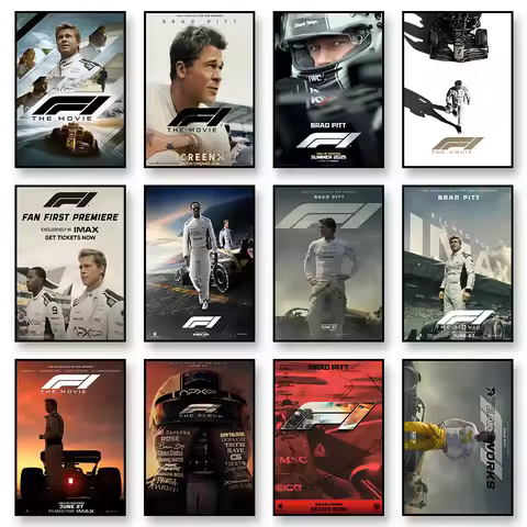 F1 The Movie Canvas Wall Art Print Poster Brad Pitt F1 Decorative Painting Modern Home Living Room D