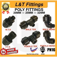 (SIRIM) HDPE Poly Fitting Thread Poly Pipe Connector MTA/FTA/Male Elbow/Female Elbow/Male Tee/Female