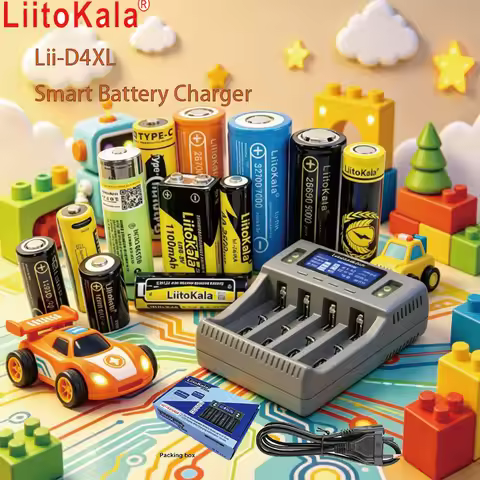LiitoKala Lii-D4XL+car Smart Battery Charger 9V 26650 18650 21700 18500 32700 16340 AA AAA 3.7V/1.2V