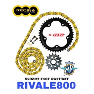 REGINA Sprocket Set MV AGUSTA RIVALE 800 (2013-2017) 520ZRT Rantai ZRING Accessories Motorcycle Part