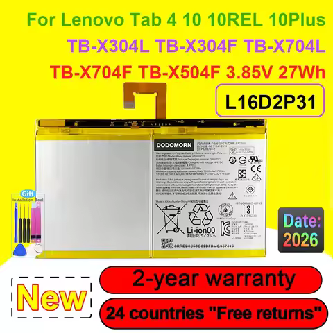 L16D2P31 Battery For Lenovo Tab 4 10 10REL 10Plus TB-X304L TB-X704F X504F X504L X504F Series Tablet 