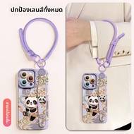 Nohon | เคสโทรศัพท์ลายปักแพนด้าสไตล์จีน พร้อมสายคล้องมือสำหรับ iPhone 16ProMax iPhone 15Pro iPhone 1