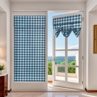 French curtain opaque curtain polyester home curtain blue checked blackout curtain polyester blackou