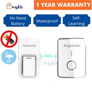 Augreener Self Learning Wireless Doorbell  No Battery Required Waterproof Wireless Door Bell Loceng 