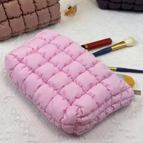 New Puffy Makeup Bag Travel Puffer Toiletry Zipper Pouch Soft Cosmetic Bag Large Capacity Waterproof