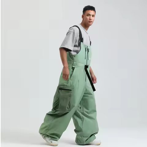 Gsou Snow New Men Women Suspenders Ski Pants Warm Waterproof Snow Trousers Outdoor Male And Female L