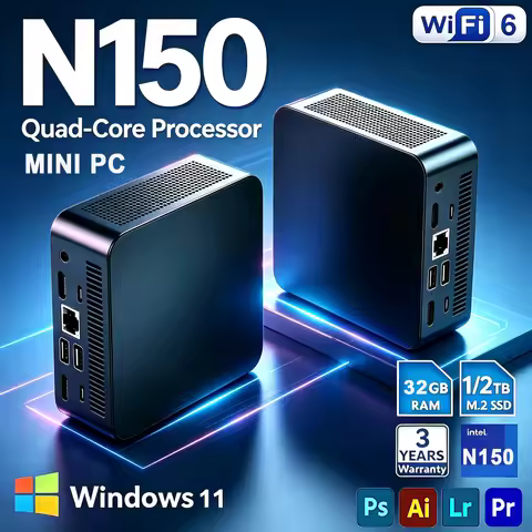 Intel Mini PC Windows 11 Intel N150 Mini Desktop Computer 32GB RAM 1/2TB SSD WIFI6 BT5.2 micro pc mi