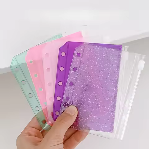 M5 Colofrful Binder Pockets Binder Zipper Folders For 6-ring Notebook Binder Waterproof Pvc Leaf Doc