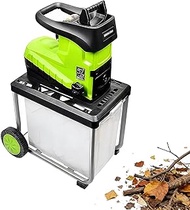 2800W Electric Garden Shredder, Wood Chipper Crushes with Wheels, Safety Switch, 60L Collection Box,