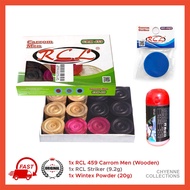 Wooden Carrom Seeds Full Set • RCL Carrom Men Coins • ROMCO Powder Striker Complete Set