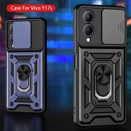 2023 Case for Vivo Y17S Y 17 S VivoY17s Shockproof Armor Ring Bracket Hard Back Cover Slide Cases