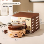 Mr.Snail | Cute Eared Ceramic Bowl with Lid for Noodles