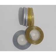 Glitter Ribbon 1/ 4 Inch (0.6cm) Glitter Ribbon/ Gold & Silver Ribbon/ 1/ 4" = 0.6 Cm per roll