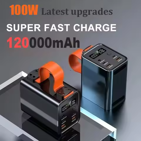 120000mAh 100W Power Bank Portable USB C PD QC DC Fast Charging Large Capacity External Battery For 