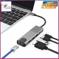 Hub converts USB-Type C 5in1 to Lan network, standard PD/Type C 3.0/USB 3.0/HDMI port for Macbook, S