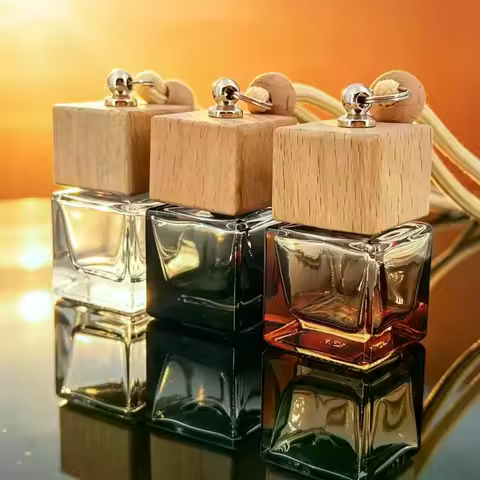1Pcs 8ml Dyed Square Cap Empty Car Essential Oil Diffuser Bottle Fragrance Air Freshener Perfume Orn