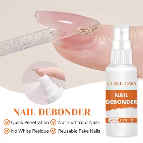 NICOLE DIARY 40ML Nail Debonder Remover For Solid Tips Gel Press On Nails Removal Liquid Easy Soften