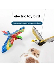 1入塑料材質仿鸚鵡和老鷹模型懸掛門口貓玩具,飛鳥電動逗貓棒貓高樂趣玩具