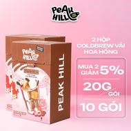 2 Hộp Cà phê Cold Brew Hoà Tan Peak Hill Trái vải Hoa hồng 20 gói/400g - Rose Lychee Cold Brew Coffe