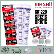 Japan Maxell CR1220 CR1616 3V Lithium Battery Original | Watch Bateri / Remote Control / Jam Casio /