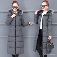 2025 A/W Korean Style Fur Collar Over-the-Knee Coat - Warm Cotton Jacket for Women R3OH
