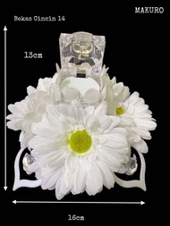 BEKAS CINCIN BH0015 FOR WEDDING bekas cincin hantaran siap gubah ready stocks bunga putih suci elega