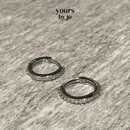 Yours by Jo S925 Sterling Silver Diamond Luxe Elegance Hoop Earrings