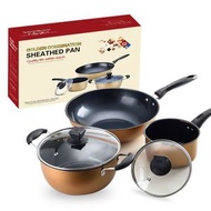 全城熱賣 - 黃金組合套裝 （奶鍋16cm-湯鍋22cm-炒鍋32cm）廚房鍋具 黃金組合套裝