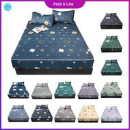 HOT SOGWGHWE4WH 529 Ice Silk Latex Fitted Bedsheet Single Queen King Size Bed Sheet Flower Printing Bedsheet Set Elastic Mattress Protector Bed Cover