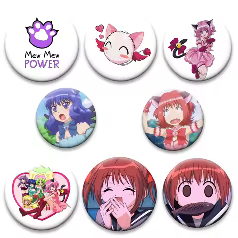 Cute Anime Mew Mew Power Lapel Pins Momomiya Ichigo,Aizawa Minto Brooches for Backpack Clothes Acces