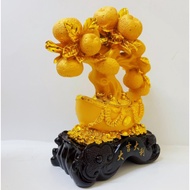 Feng Shui Tai Kat Tai Ley Kiat Kiat Big Auspicious Money Tree on Ingot Money Bar with Full Treasure