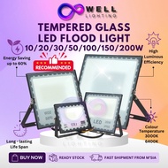 🔥Lampu Sorot LED Luar🔥Tempered Glass Outdoor LED Flood Light 10W 20W 30W 50W 100W 150W Spotlight Wat