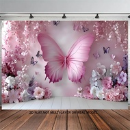 Pink Butterfly Flower Wall Decoration Tapestry  Nordic Landscape Tapestry Living Room Bedroom Wall