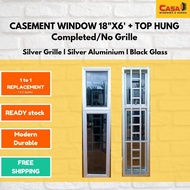18"X6' (Top Hung 2') Tingkap Casement Grille Silver Aluzinc Cermin Hitam🔥READY STOCK✅FREE SHIPPING‼️