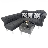 Sofa Minimalis Murah set Meja Bantal Dakron Kursi Tamu warna Abu