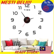 Home Decor Fashion 3D DIY Large Wall Clock /DIY Acrylic Wall Mirror Clock/Stiker Dinding Cermin Jam 