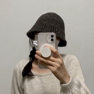 Winter Women's Bucket Hat Charcoal Brown handmade Knittde hat
