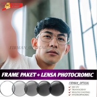 EYEGLASSES FRAME FOR MEN & WOMEN 38069 EYEGLASSES/ LENS + PHOTOCROMIC PACKAGE/BLUERCROMIC