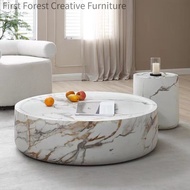 Round Natural  Coffee Table Modern Living Room Center Table