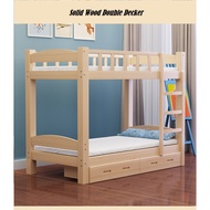 Solid Pinewood Bedframe / Katil Kayu / Double Decker Bed / Solid Wood Bunk Bed Frame - Promosi Hebat