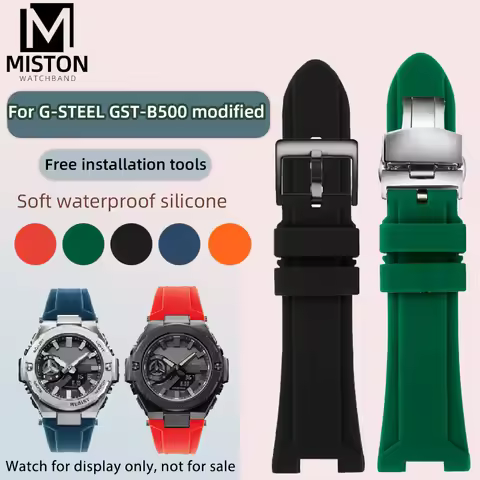 For G-SHOCK GST-B500 silicone strap concave Casio GSTB500 G-steel watchband multi-color optional wat