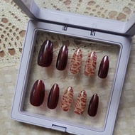 🌟𝐻𝒶𝓃𝒹𝓂𝒶𝒹𝑒🌟 Press-on-nails Cherry Nails | Red Nails| Wine Red Nails | Kiss Nails | Valentines Customi