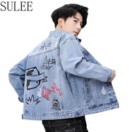 1206Sulee Jaket Lelaki Jaket Denim Lelaki Baru Gaya Korea Bergaya Graffiti Cetak Jaket Pelajar Jaket untuk Lelaki