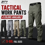 【READY STOCK】 Men's Tactical Water Resistant Cargo Pants Outdoor Quick Dry Breathable Solid Color Ov