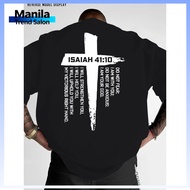 Unisex Men's 100% Cotton Casual T-Shirt with Isaiah 41:10 Bible Verse & Cross Back Print - Regular F